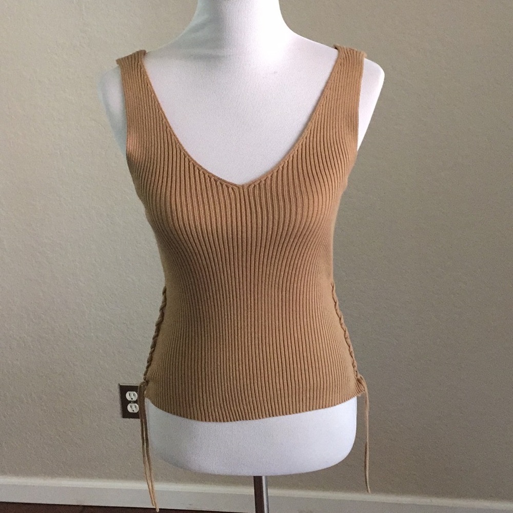To the Max Tan Sweater Tank Top with Side Lacing Size M